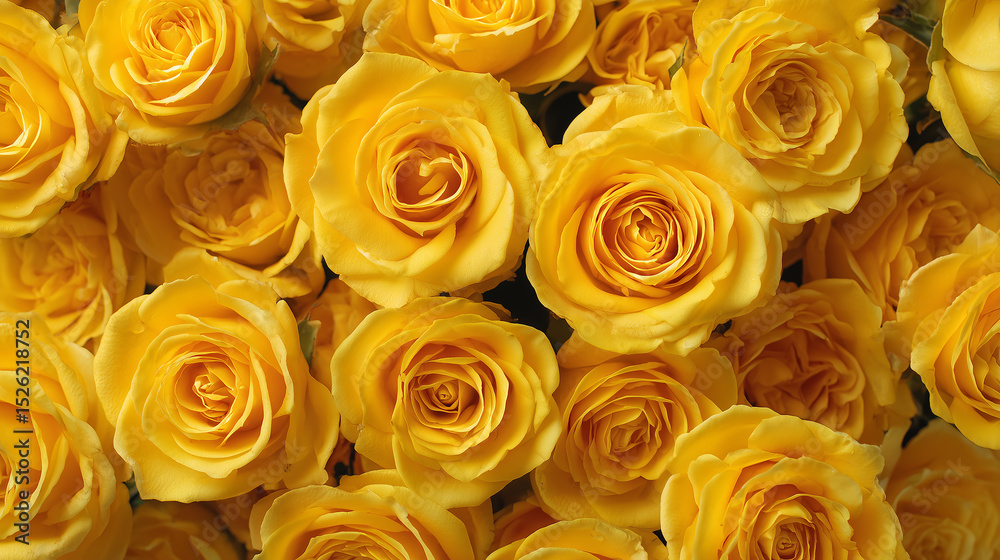 Fototapeta premium 均一に並んだイエローローズが一面に広がる明るく爽やかな花素材|イベントやデザイン背景に最適