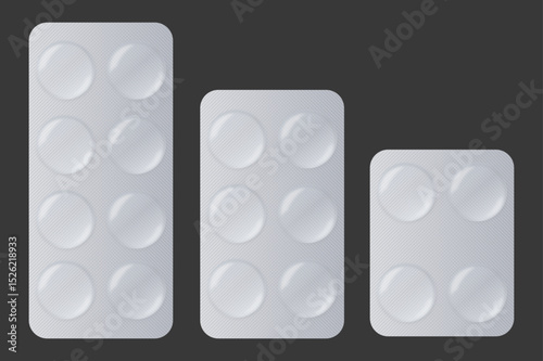 Pill blister pack vector mockup
