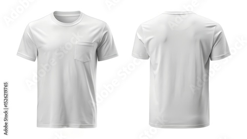 minimal clear and elegant pure white pocket t shirt on white background