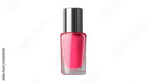 Pink Nail Polish Bottle on White Background – Glossy Cosmetic Product Isolated for Beauty, Makeup, and Fashion Design Concepts