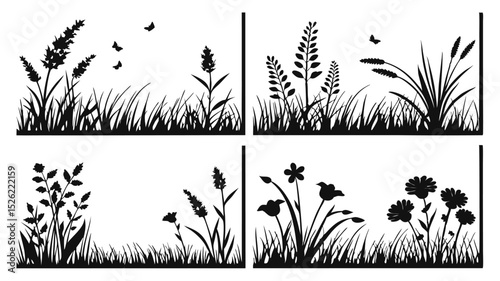Realistic green grass blades vector illustration