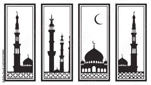 Detailed mosque architectural vector illustration