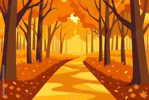 Autumnal Pathway A Golden Walk Through the Vibrant Forest