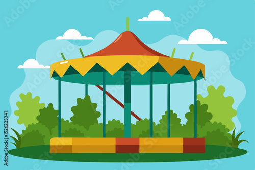Whimsical Carousel Illustration A Joyful Fairytale Ride Design