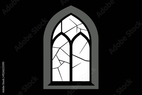 Gothic Architecture A Cracked Window's Dark Elegance