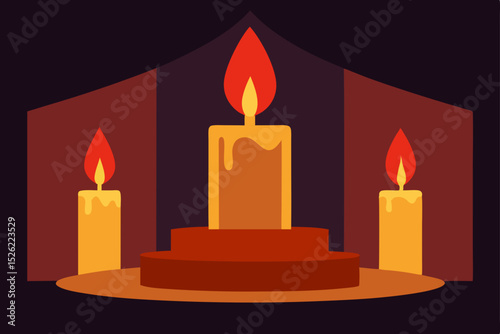 Serene Candlelight Three Candles on a Dark Background