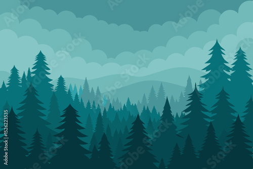 Misty Mountain Forest A Serene Landscape Illustration