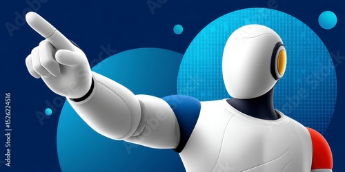 Abstract Robot Figure Pointing Right Digital Illustration
