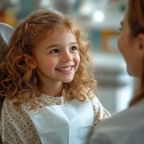 A child sitting in a dentist's chair. Generative AI