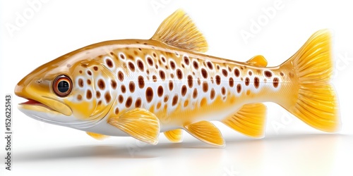 Detailed 3D Render of a Brown Trout on White Background