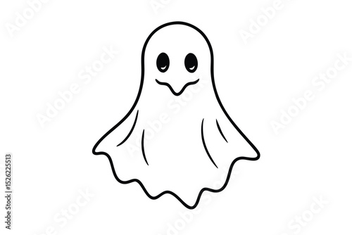 Happy Ghost, phantom or apparition haunting Halloween line art vector icon for holiday apps and websites