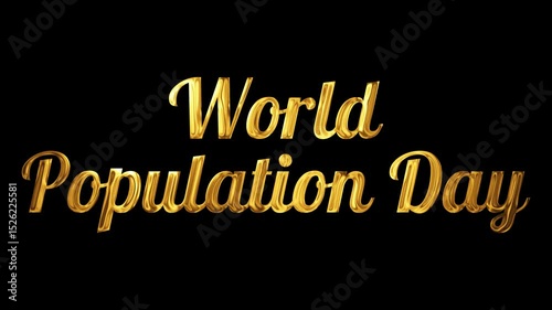 World Population Day Motion Graphic - Golden 3D Text Animation for Global Awareness