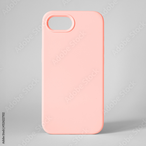 Blank mobile phone case mockup on neutral background