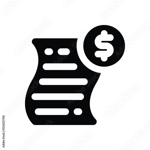 bill glyph icon. Strong and solid vector icon for websites, mobile interfaces, presentations, and visual branding. High quality and easy to edit.