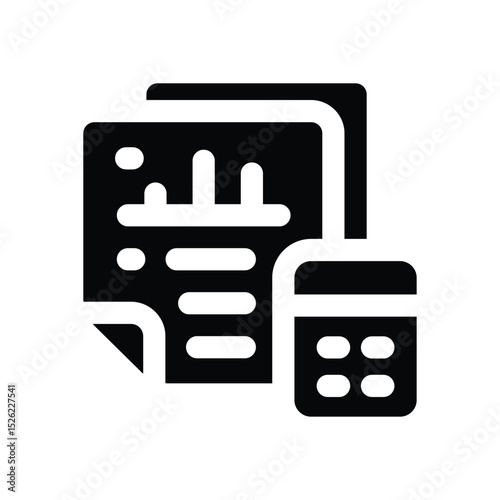 accounting glyph icon. Strong and solid vector icon for websites, mobile interfaces, presentations, and visual branding. High quality and easy to edit.