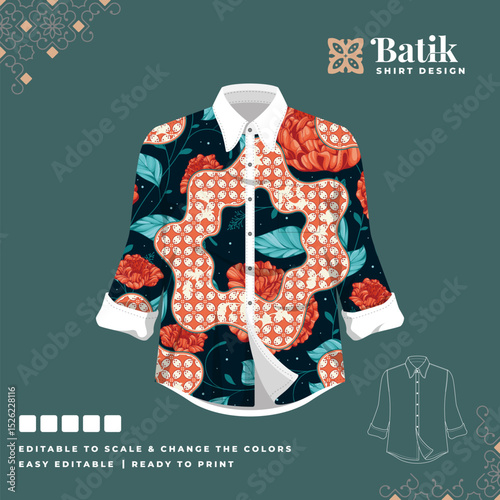 beautiful batik shirt template design 125
