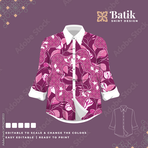 beautiful batik shirt template design 119