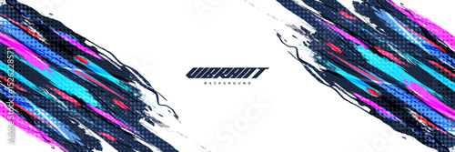 Grunge Sport Background with Vibrant Brush Strokes with Halftone Effect