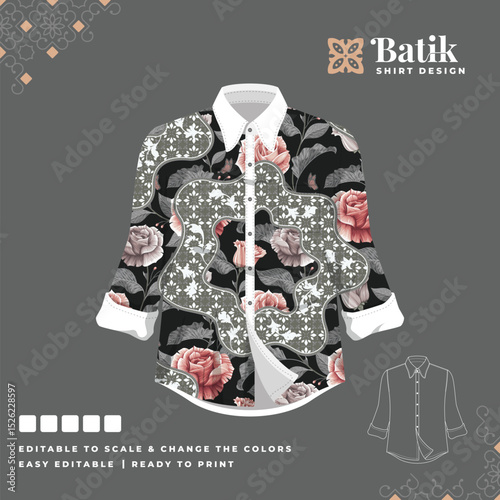 beautiful batik shirt template design 118