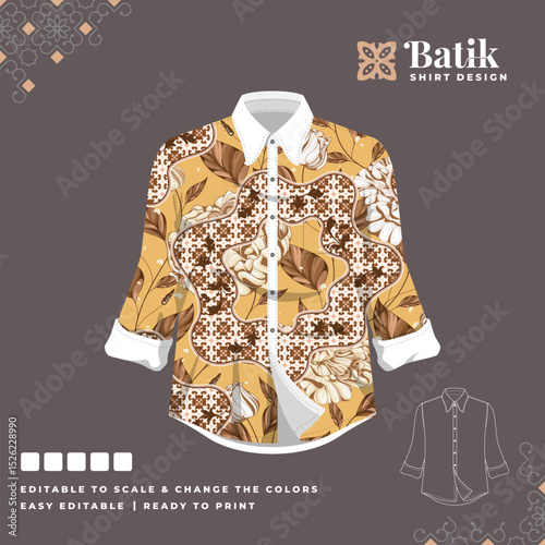 beautiful batik shirt template design 110