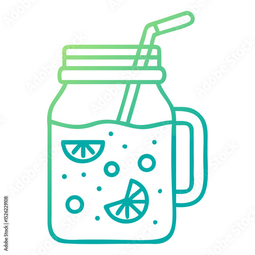 Refreshing Mason Jar Summer Citrus Drink Illustration