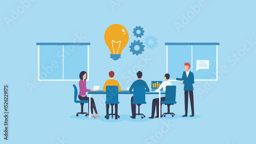 Team meeting brainstorming ideas business solution innovative project strategy meeting startup