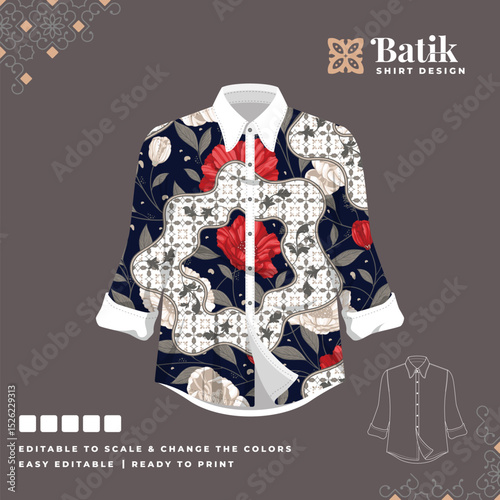 beautiful batik shirt template design 103