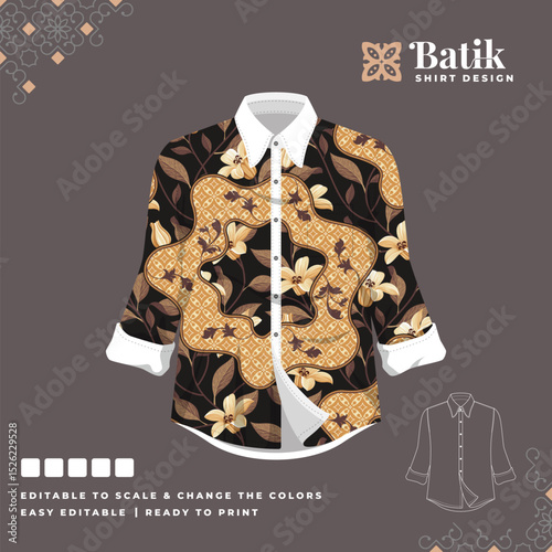 beautiful batik shirt template design 102