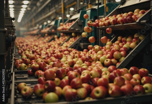 Apple sorting machine efficiently separating different sizes on a conveyor belt