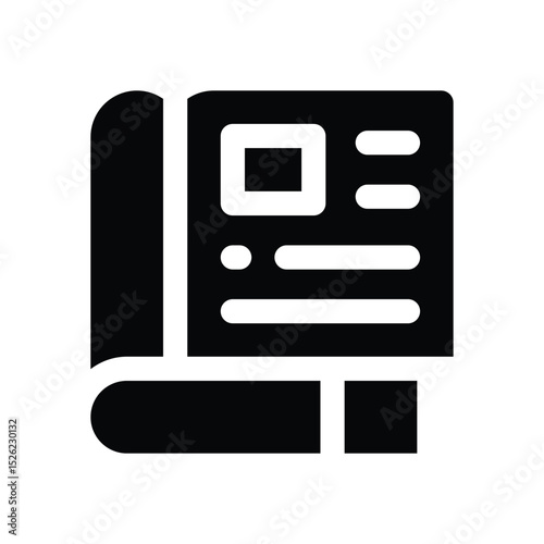 magazine glyph icon. Strong and solid vector icon for websites, mobile interfaces, presentations, and visual branding. High quality and easy to edit.