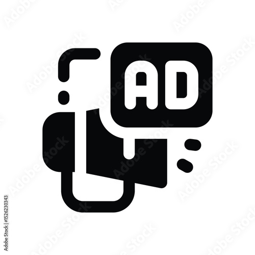 digital advertising glyph icon. Strong and solid vector icon for websites, mobile interfaces, presentations, and visual branding. High quality and easy to edit.