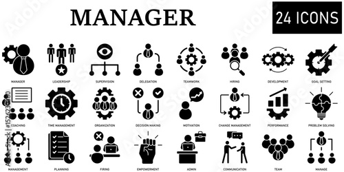 Set of manager Icons or symbols Vector fully editable file.