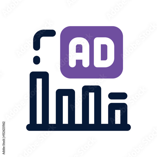 ads statistic duotone icon. Sleek and modern vector icon for websites, mobile apps, marketing materials, and corporate design. Fully scalable and ready to use.