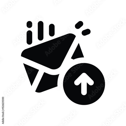 post email glyph icon. Strong and solid vector icon for websites, mobile interfaces, presentations, and visual branding. High quality and easy to edit.