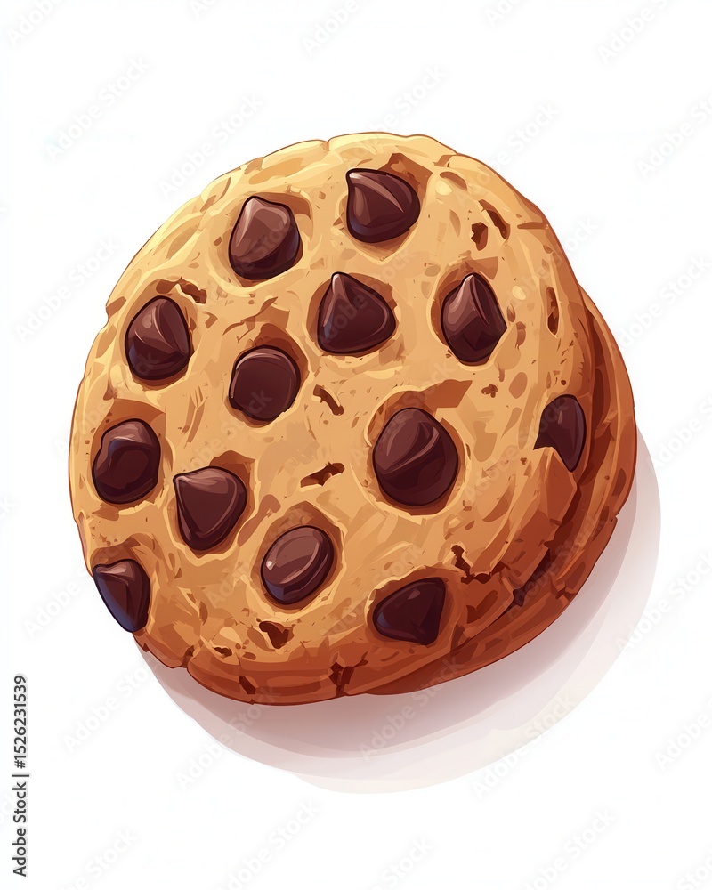 Fototapeta premium Delicious chocolate chip cookie with a golden-brown texture and rich chocolate morsels