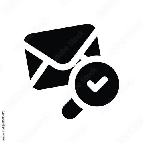 email inspection glyph icon. Strong and solid vector icon for websites, mobile interfaces, presentations, and visual branding. High quality and easy to edit.