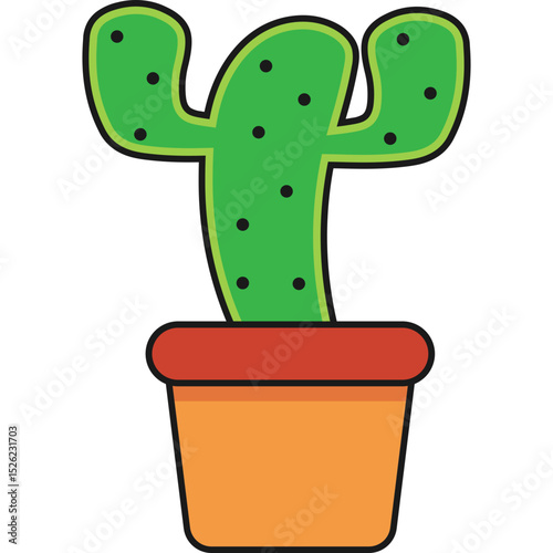 Cactus in Pot Illustration
