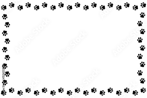 肉球のフレームイラスト（黒）