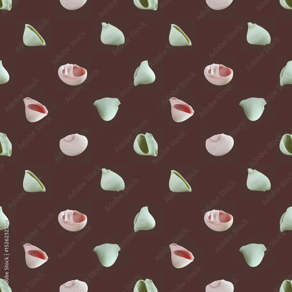 Seamless pattern of round coloured textured Italian wholegrain pasta on a brown background. Seamless pattern of round coloured textured Italian wholegrain pasta on a brown background.