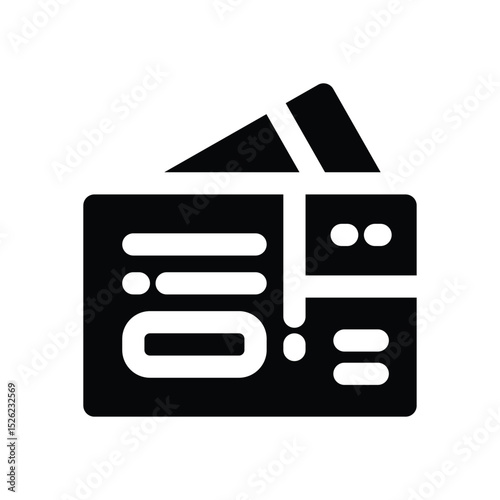 ticket glyph icon. Strong and solid vector icon for websites, mobile interfaces, presentations, and visual branding. High quality and easy to edit.