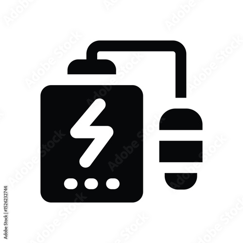 powerbank glyph icon. Strong and solid vector icon for websites, mobile interfaces, presentations, and visual branding. High quality and easy to edit.