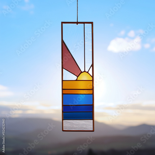 stained glass suncatcher, sunset sky