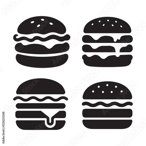Hamburger icon silhouette vector design with white background