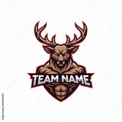 Aggressive Buck E-Sports Team Logo Emblem Design Vector Illustration A Sports Mascot for Gaming and More