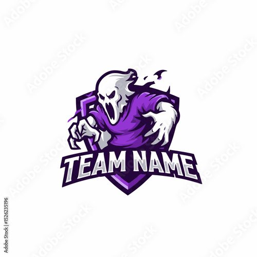 Captivating E-Sports Mascot Logo Design with Ghostly Figure Vector Art for Online Gaming Tournaments and Contests Teams