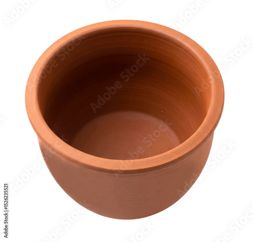 Beautiful clay pot top view looking attractive isolated on white background