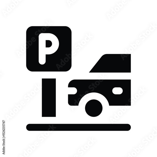 parking glyph icon. Strong and solid vector icon for websites, mobile interfaces, presentations, and visual branding. High quality and easy to edit.