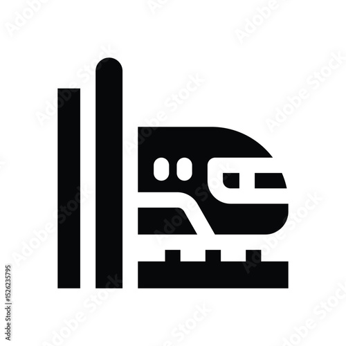 train glyph icon. Strong and solid vector icon for websites, mobile interfaces, presentations, and visual branding. High quality and easy to edit.