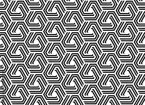 Abstract geometric pattern with stripes, lines. Seamless vector background. White and black ornament. Simple lattice graphic design.