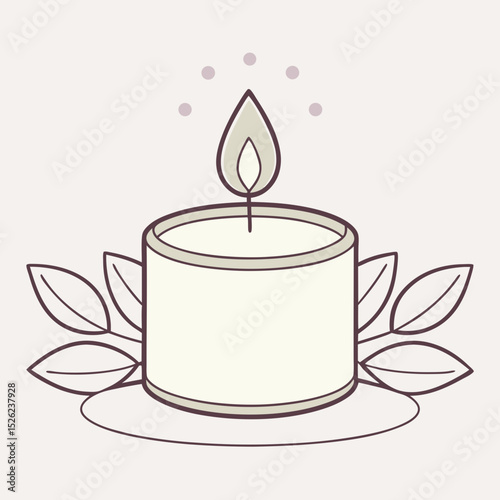 Minimal Candle Illustration with Soft Glow – Cozy and Relaxing Vector Design